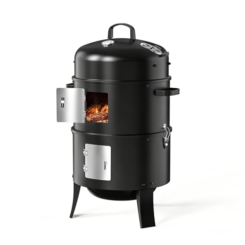 KOBENDA Barbecue Fumoir 3 en 1, Smoker Fumoir au Charbon pour Fumoir Viande et Poisson, Version A Froid avec Thermomètre et Évacuation d'Air Réglable,...