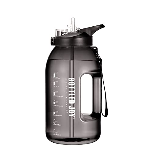 Glaxcidy 2 in 1 Trinkflasche 2,5L BOTTLED JOY Wasserflasche mit Strohhalm...