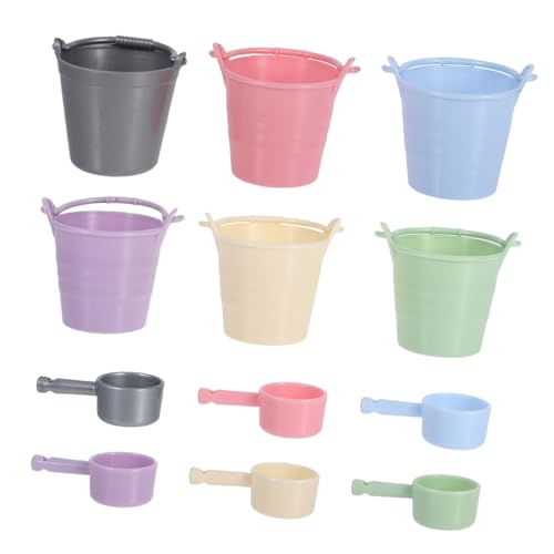 MILISTEN 6 Stück Kleiner Strandeimer aus Kunststoff Kompakt und Leicht Vielseitiges Gartenspielzeug für Kleinkinder und Puppenhaus Buntes Sandspielzeug für Outdoor Reise und Sommer