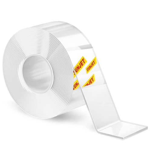 Image of AIPL Sunjet Double Sided Heavy Duty Nano Tape- Strong Adhesive,Residue-Free, Multi-Functional Reusable Gel Tape,for Home & Office Use -Washable Reusable Strong Sticky Strips Grip Tape- 3 Mtr (1 Roll)