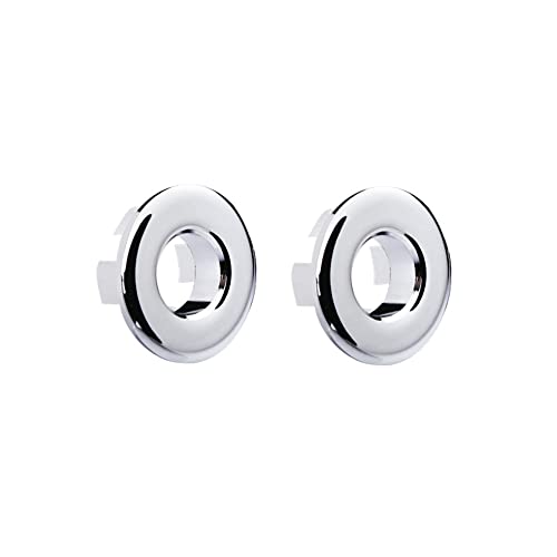 2 Pack Sink Overflow Ring Chrome Bathroom Vanity Sink Overflow Cover Insert in Round Trim Cap Brass Material