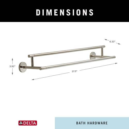 Image of DELTA FAUCET Rubber Limited 75925-SS Trinsic 24 in. Double Wall Mount Towel Bar Bath Hardware Accessory in Stainless Steel
