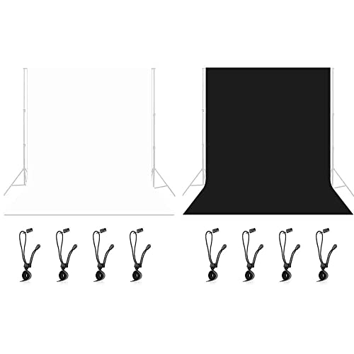 Lidlife 10 x 10 ft Black Backdrop, 10 ft White Backdrop, Black Backdro for Photography, Black Photo Backdrop, White Screen Backdrop for Photoshoot, Polyester Fabric Chromakey backdrops with 4 Backdrop