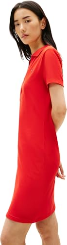 Tommy Hilfiger Slim Open NK Polo Dress SS Ww0ww42567 Robe, Orange (Fireworks), XL Femme