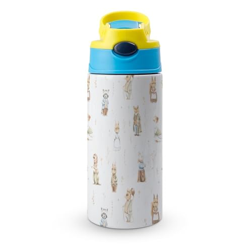 ピーター ラビット 水筒 子供用 ステンレス製 魔法瓶 保温ボトル 直飲み 真空断熱 ストロー付き 大人兼用 保温カップ 350ml 軽量 漏れ防止