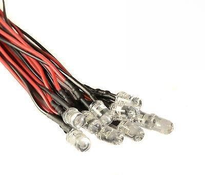 10 lámparas LED preinstaladas con iluminación intermitente color rojo de 12 V y 5 mm + embellecedor para lámpara