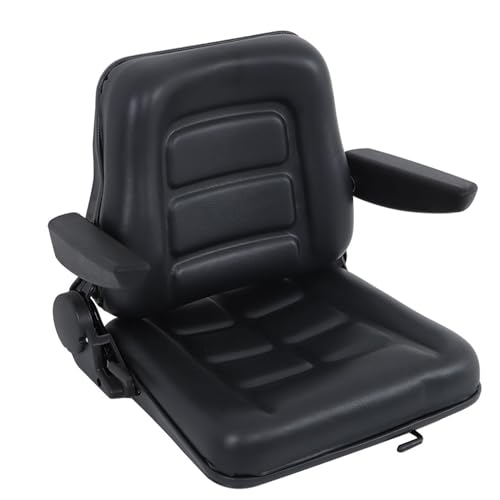 GXYWADY Universal Fold Down Adjustable Angle Back Forklift Seat Replacement for Tractor Excavator Skid Loader Backhoe Dozer Telehandler