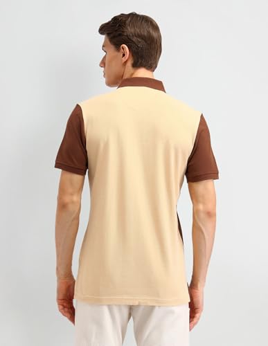 Image of Arrow Sport Men Regular fit Cotton Colour Blocked Short Sleeves Polo Shirt