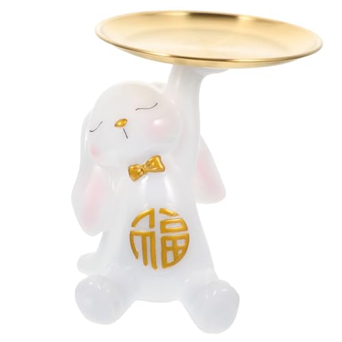 Cabilock Bandeja Adorno De Conejo Decoración De Oro Hombre Plato De Cerdito Efectivo Boho Soporte De Juguete Joyería Baratija Anillo Banco De Gel Cartera Valet Oso Peep Bandejas Decoración