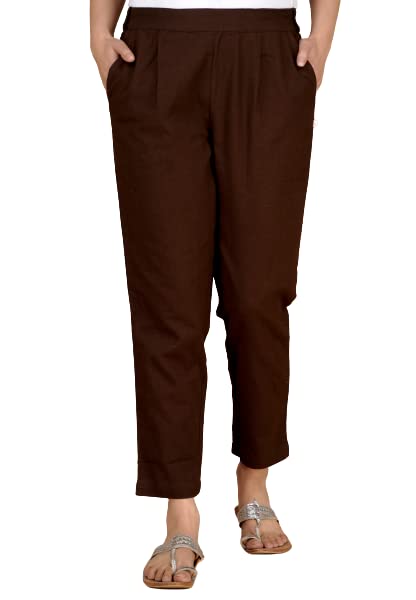 Image of DIGITAL SHOPEE Cotton Women Trouser Pant Use for Formal Office High Waist for Wide Leg Ankle Length Straight Pencil Pant