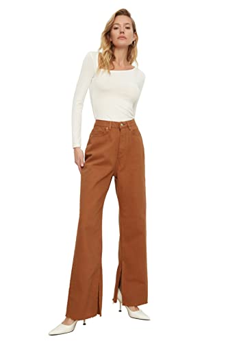 Trendyol High Waist 90's Wide Leg Jeans with Camel Tip, 40 aux Femmes Cover
