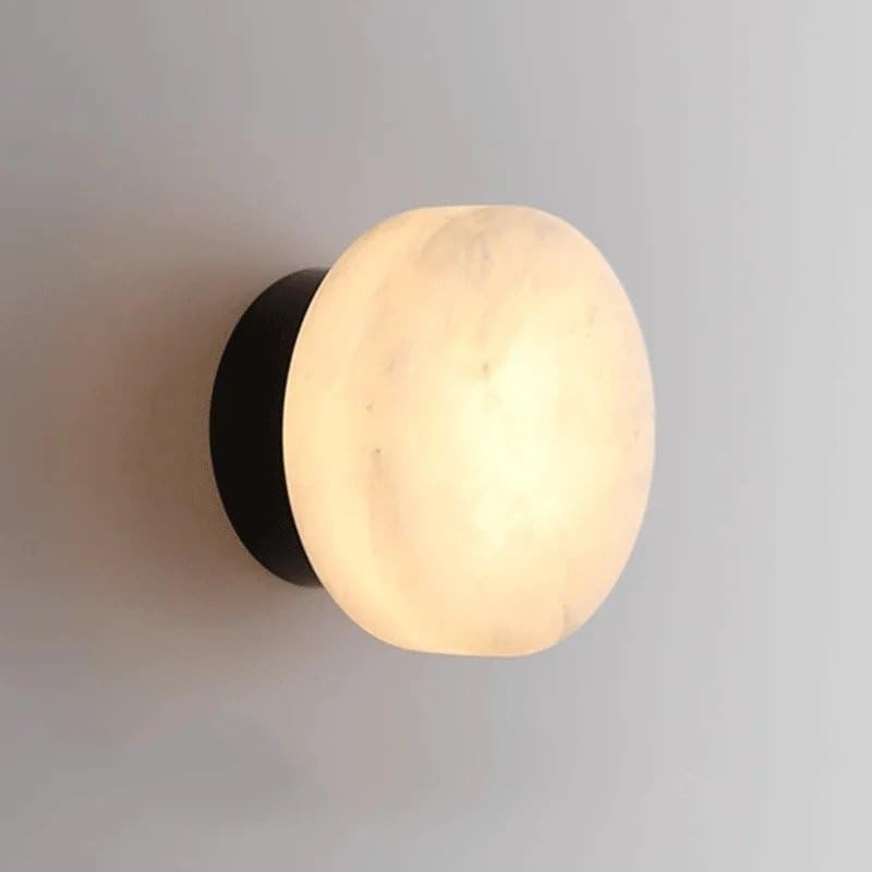 Genérico Apliques de pared, Lámpara de pared redonda nórdica mármol natural, luz LED, accesorio iluminación alta gama for sala estar, dormitorio, pasillo, decoración interiores(Noir)