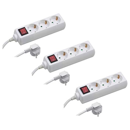 Meister Steckdosenleiste 3-fach - 3er-Set - 1,4 m Kabel - weiß - mit Schalter - IP20 Innenbereich / Steckerleiste / Mehrfachsteckdose / Tischsteckdose / Tido 3-fach / 7430590