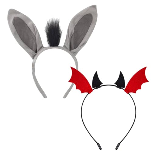 Kirei Sui 2-Piece Donkey & Dragon Ears Headband for Halloween Party Costume Accessories Adults