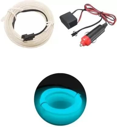 Shopping24Mart CARZEX EL Wire Car Interior Light Ambient Neon Light for Cars with Controler (Ice Blue, 5 Meter) Car Fancy Lights (Blue)