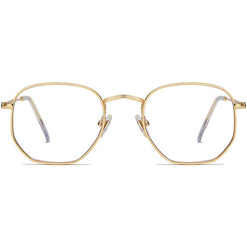 SOJOS Small Blue Light Blocking Glasses Hexagonal Eyeglasses Frame Anti Blue Ray Glasses