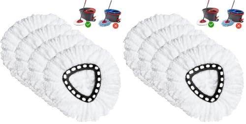 Image of Spin Mop Replacement Head 8 Pack Mop Refill Compatible with Ocedar Triangle Swivel Mops Microfiber Swivel Mop Refill,Deep Clean,Machine Washable and Easy to Replace