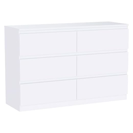 Vida Designs Denver 6 Drawer Chest of Drawers White – Modern Wooden Storage Unit