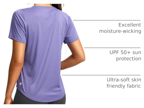 Image of Women's Short Sleeve Workout Shirts UPF 50+ Sun Protection T-Shirts Quick Dry Breathable Gym Running Hiking Tops for Women