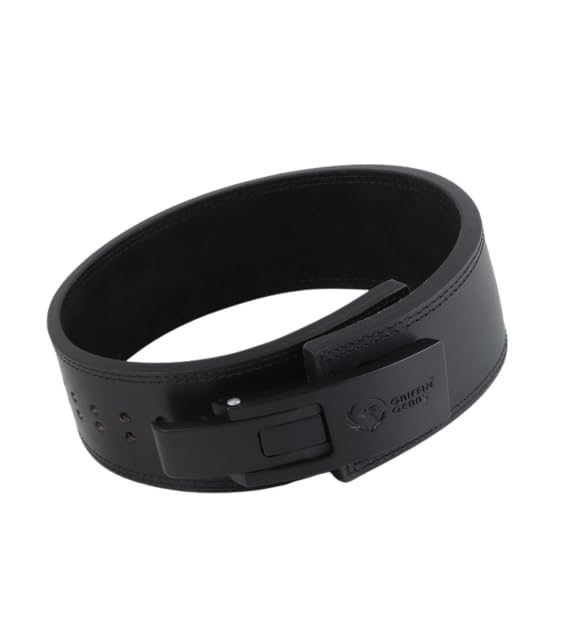 Image of 13MM Lever Gym Belt for Men & Women | 100% Full Grain Genuine Leather Powerlifting Belt | IPF Standard Weight Lifting Belt | Black Belt with Black Buckle | Size X-Large