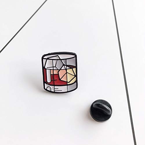 Flairs New York Foodies and Floral Theme Enamel Lapel Pin Brooch Badge (Pack of 1 Pin, Whiskey On the Rocks) - Thumbnail 3