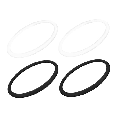 Patella Band 2 Pair 2.95in High Compression Elastic Rubber Knee Strap Non-Slip Washable Reusable Black & White Knee Bands for Basketball, Soccer