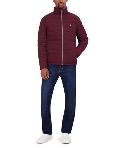 Image of Nautica Men's Reversible Quilted Puffer Jacket -Midweight Mechanical Stretch Winter Coat