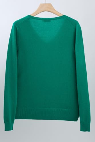 Image of JENNIE LIU Women's 100% Pure Cashmere Long Sleeve Pullover V Neck Sweater