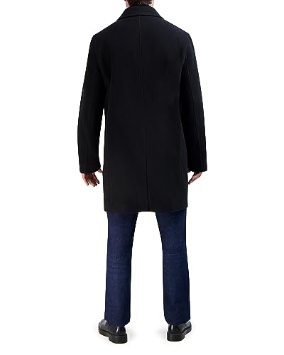Cole Haan Men's Car Coat with Rib Knit Bib and Faux Leather Detail4