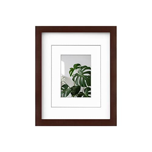 Egofine 8X10 Picture Frame Made Of Solid Wood With Plexiglass, Display Pictures 4X6/5X7 With Mat Or 8X10 Without Mat For Tabletop And Wall Mounting, Walnut Color #TOP16