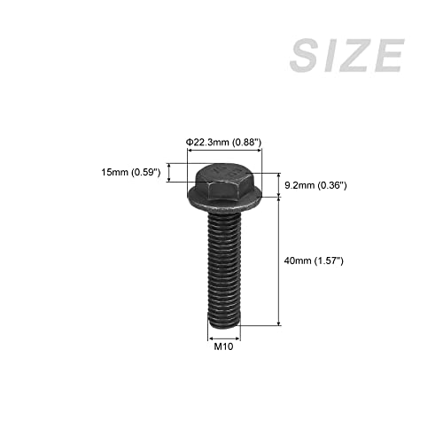 METALLIXITY Flanged Hex Head Bolts (M10x40mm) 10pcs, Hexagon Serrated Flange Bolt Fully Thread Screw - Image 2