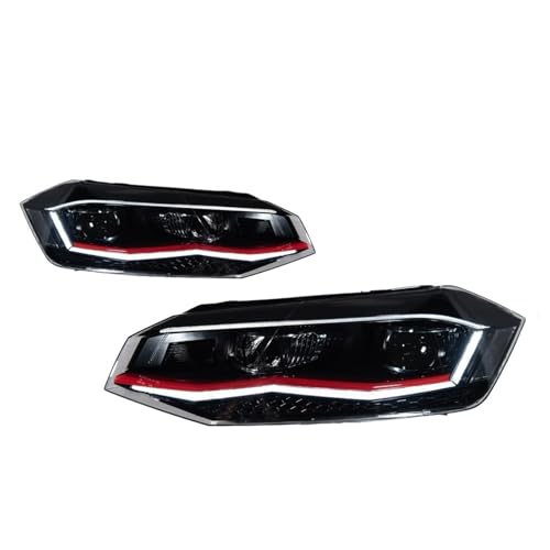 Image of Fbxmjoa Car Headlight Headlamp Car LED Headlight Headlights Signal DRL For VW For Polo 2019 2020 2021 2022 Daytime Running Lights(Red All LED)