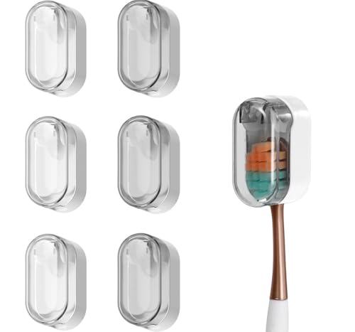 6 Piezas Tapas Antipolvo para Cabezales de Cepillo de Dientes Soporte Cepillo de Dientes Autoadhesivo de Pared Extraíble Soporte para Cepillo de Dientes Eléctrico Sin Taladrar