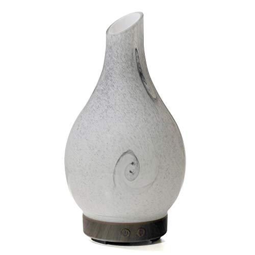 YIYUKODO 100ml Essential Oil Diffuser, Art Hand Blown Glass Ultrasonic Cool Mist Humidifier with Waterless Auto Shut-Off and Timer, 7 Color LED Lights Changing for Home Office Yoga and Baby (Gray)