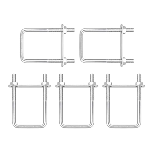 Image of DTGN M8x50x100mm(ThreadxWxL) Square U Bolt - 5Pack - Good for Trailer Pipe Replacement Parts - 304 Stainless Steel U Shape Bolts