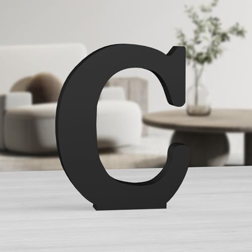 MeteoraPrime Lettres en Bois Noir 20 cm Lettres en Bois Non Finies pour Décoration Murale Lettres Décoratives Debout Lettres Noir en Blocs pour Décoration Murale pour...