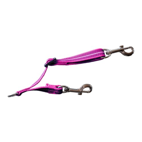 Herm. Sprenger Adjustable Coupling Strap – Reflective Nylon 2-Way Dog Leash Coupler with Nickel-Plated Swivel Clip – Safety Backup Strap for Prong & Flat Collars (Pink)