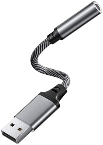 USB to 3.5 mm Jack Audio Adapter, USB to Audio AUX Jack Adapter, Compatible with Headphones, Laptop, PC, Speaker, PS4/5 and More (Grey)