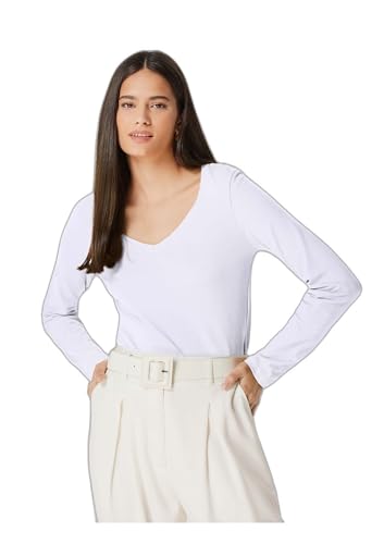 Blusa Básica Feminina Slim Manga Longa - Branco M