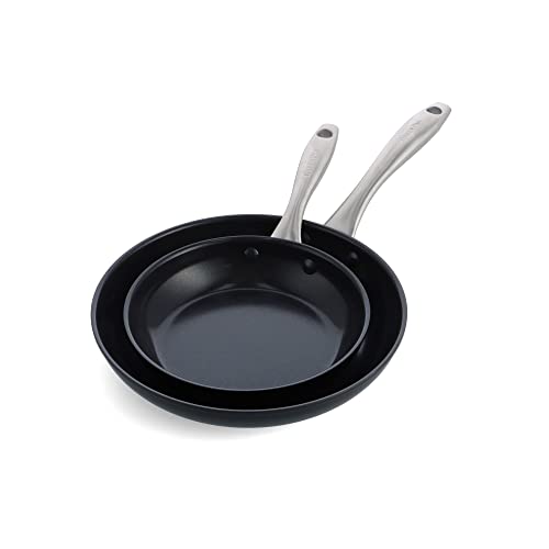 Greenpan Chatham Black Prime Midnight Hard Anodized Healthy Ceramic Nonstick 8" And 10" Frying Pan Skillet Set, Pfas-Free, Dishwasher Safe, Oven Safe, Black #TOP7