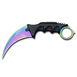 Edelstahl Fox Knives Butterfly Trainer Karambit Jagd Messer Huntsman Dagger Knife Outdoor Camping Ausrüstung Survival (Lila)