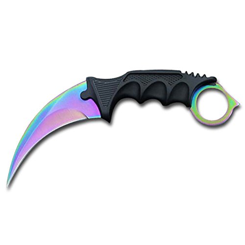 Edelstahl Fox Knives Butterfly Trainer Karambit Jagd Messer Huntsman Dagger Knife Outdoor Camping Ausrüstung Survival (Lila)