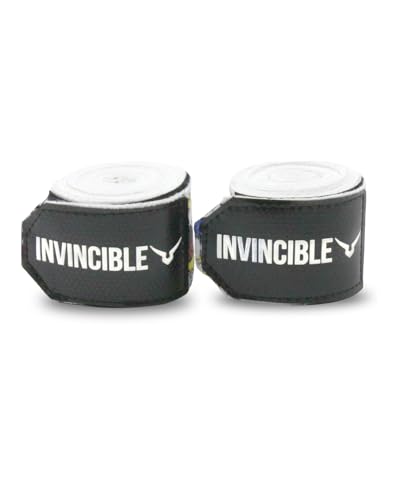 Image of INVINCIBLE Nylon Mexican Style Semi-Stretch Boom Boom Printed Hand Wraps (White, 1.5 Meter)