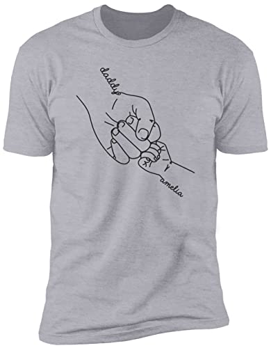 Personalized Fist Bump Daddy and Kid T-Shirt - Custom Fathers Day Shirt with Name & Nickname, Hand Drawn Shirt for Dad, Funny Shirt for Grandpa, Dad Birthday Gifts, Cute Graphic Tee, Fathers Day Shirt