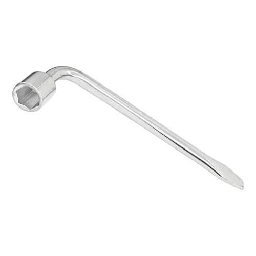 Image of 21mm Car Spare Tire Lug Wrench, Heavy Duty L-Type 45# Steel Repair Tool with Slotted Hex End for Spare Tire Replacement, Car Repair, Maintenance