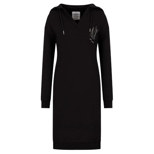 A|X ARMANI EXCHANGE Vestido de camiseta con logotipo de icono tachonado para mujer, Negro, X-Large