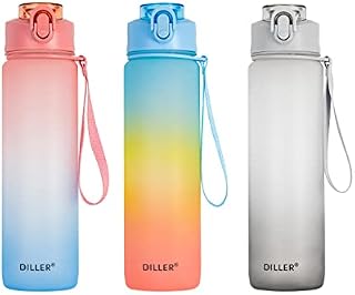 Water Bottle Bottles With Straw 1L 1litre Sports Time Markings 1000ml Gym Large Cycling Bpa Free Flask D82 (1000ml, A)