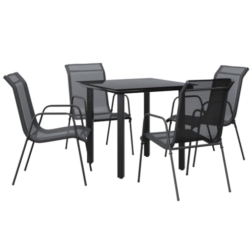 Ensemble à manger d'extérieur vidaXL avec table à manger et chaises noires