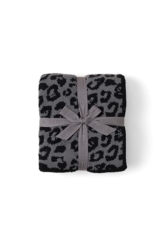 Image of Barefoot Dreams CozyChic Barefoot in the Wild Throw, Charcoal-Black, 54 inchx72 inch
