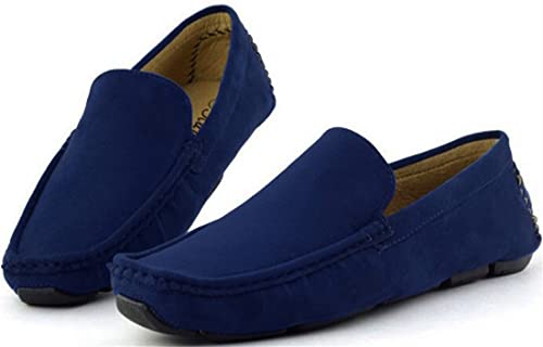 Ppxid Girls Boys Suede Leather Slip-On Loafers Casual Boat Shoes Dress Shoes Oxford Flats-Blue 4 Us Size #TOP4